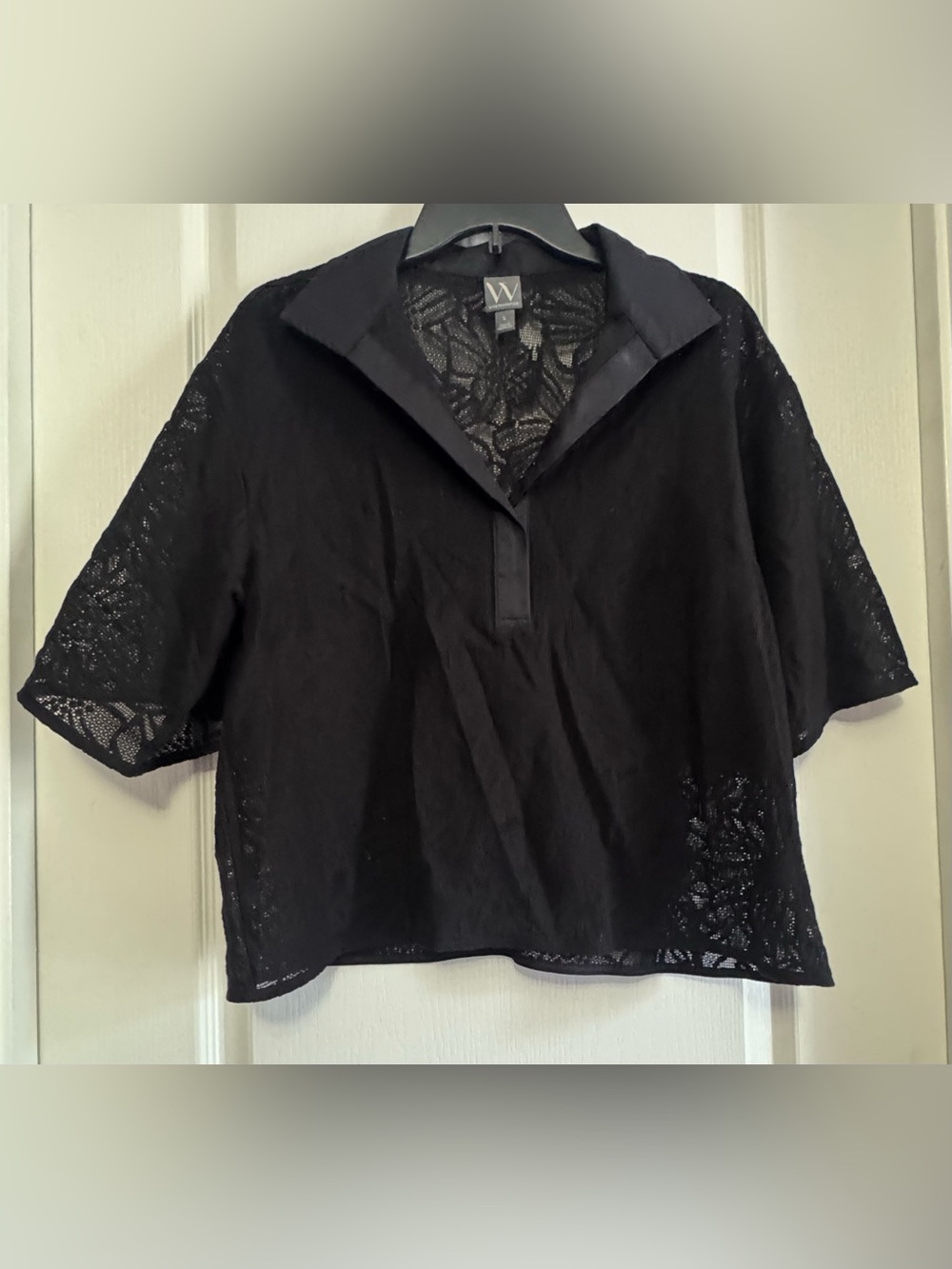 Worthington Black Lace Polo Top